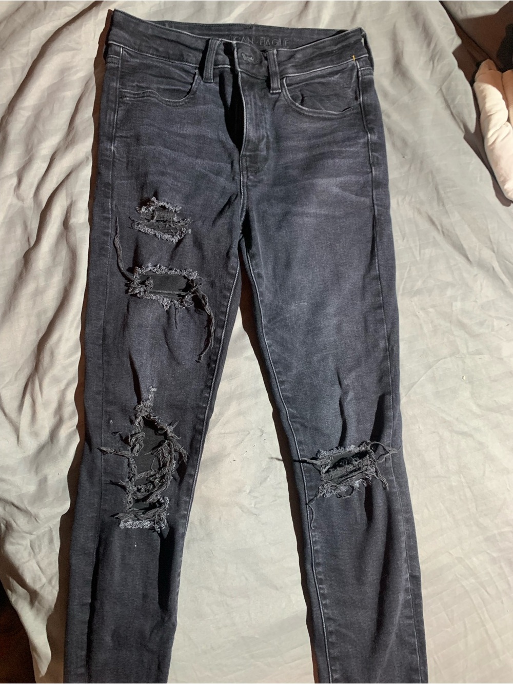 American Eagle Outfitters Black Distressed Skinny Jeans
